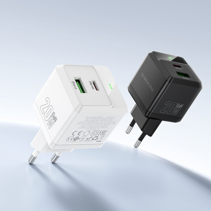 Incarcator priza cu cablu Borofone (BN19) PD20W, QC3.0, 5V/3A - Black [6]