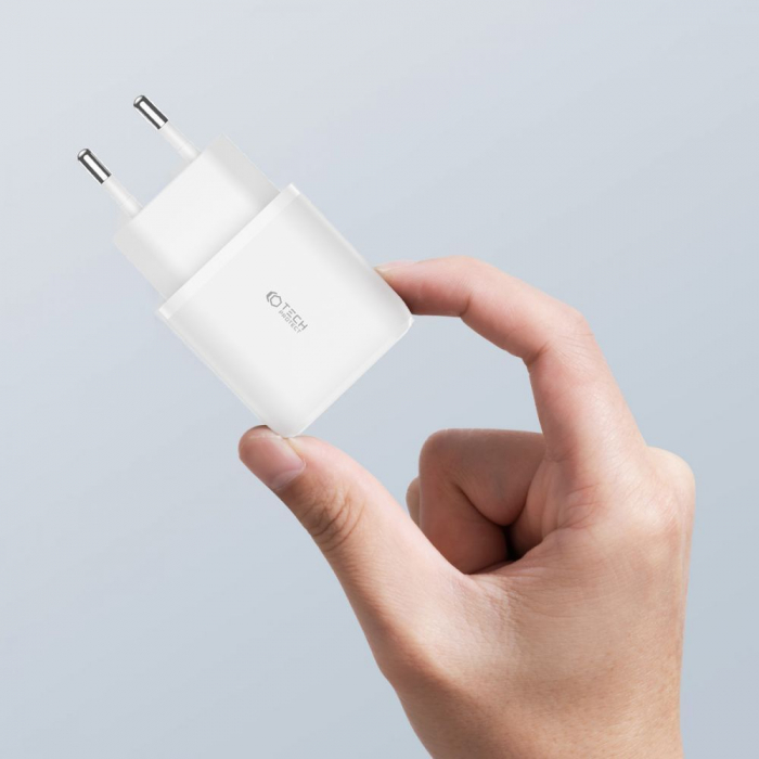 Incarcator Tech-Protect C20w mini alb type c/ usb + cablu type c [6]