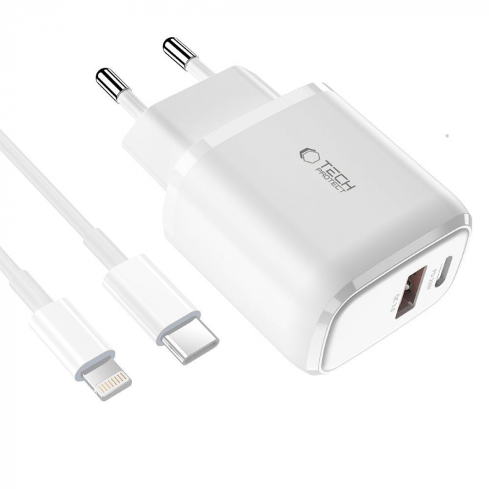 Incarcator Tech-Protect C20W mini lightning alb [2]