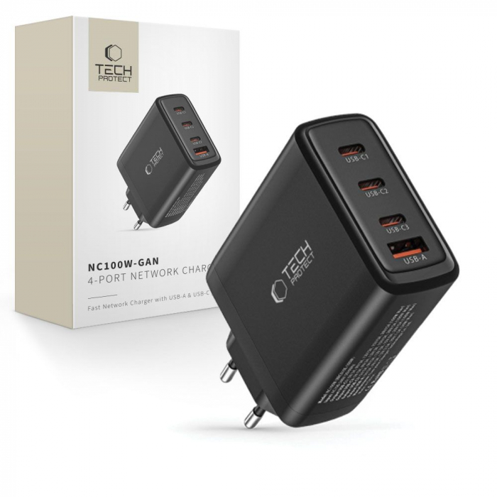 Incarcator Tech-Protect NC100W-GAN Negru [3]
