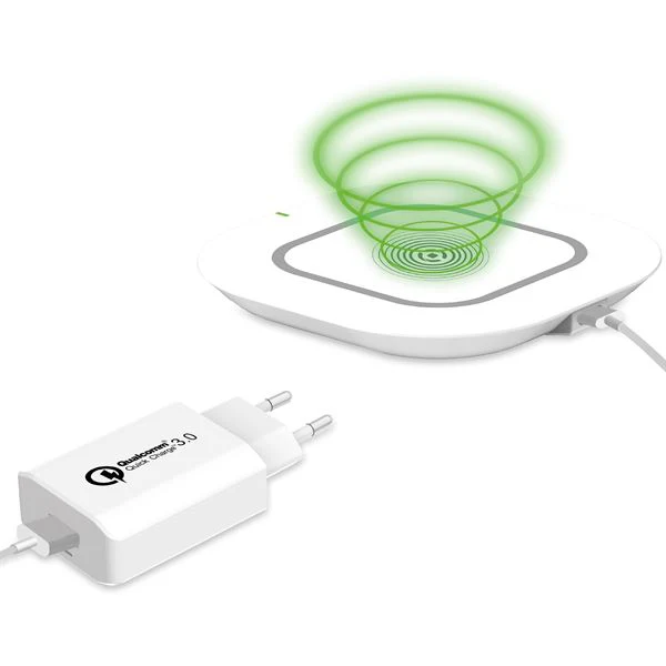 Incarcator wireless Celly, Adaptor retea Qualcomm 3.0, Pad Wireless, Cablu Type C, Alb [3]