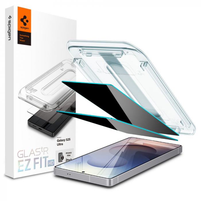 Pachet 2 X Folie sticla privacy Spigen GLAS.tR EZ FIT Samsung Galaxy S25 Ultra [2]