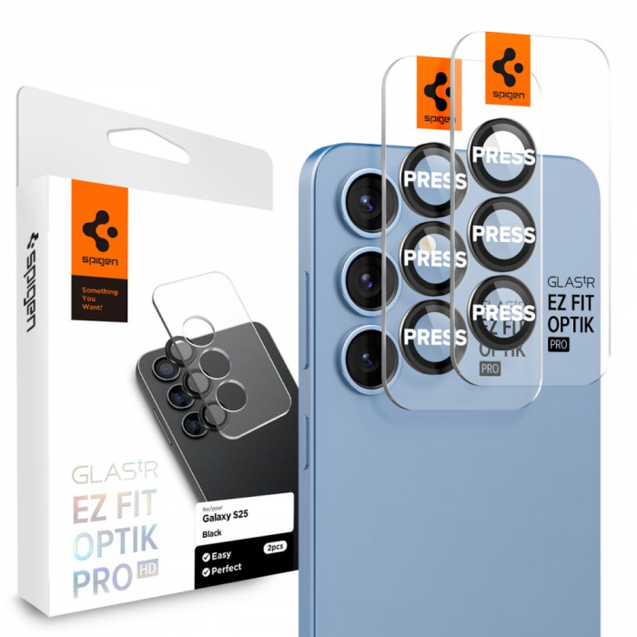 Pachet 2x Folie sticla camera Spigen GLAS.tR EZ FIT Samsung Galaxy S25 Plus [8]