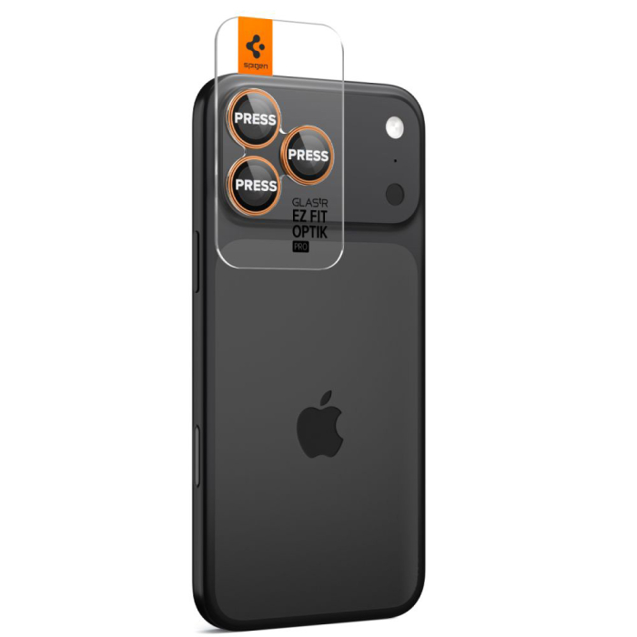 Pachet 2x Folie sticla camera Spigen Optik iPhone 14 Pro / Iphone 14 Pro Max / 15 Pro / 15 Pro Max / 16 Pro /16 Pro Max / 17 Pro /17 Pro Max  Orange [3]