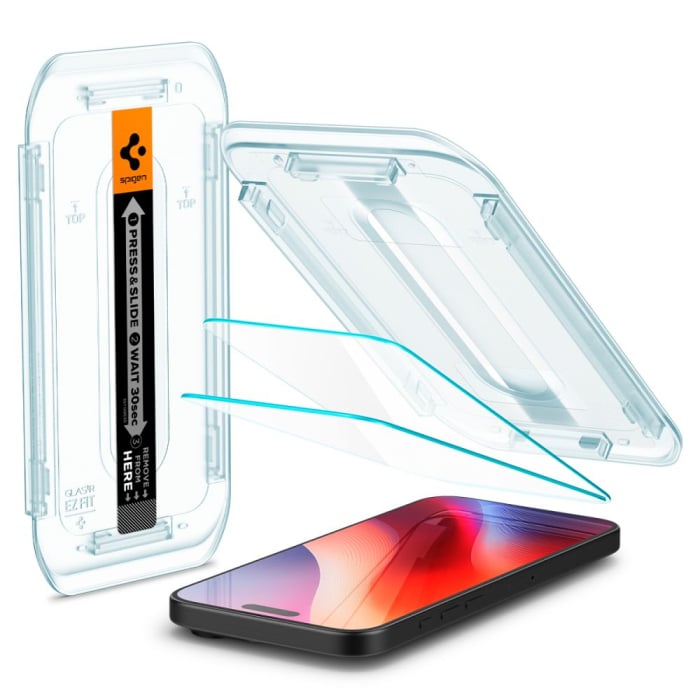 Pachet x2 Folie sticla iPhone 16 Pro / iPhone 17 / iPhone 17 Pro Spigen - Glas.tR EZ-FIT transparenta [4]