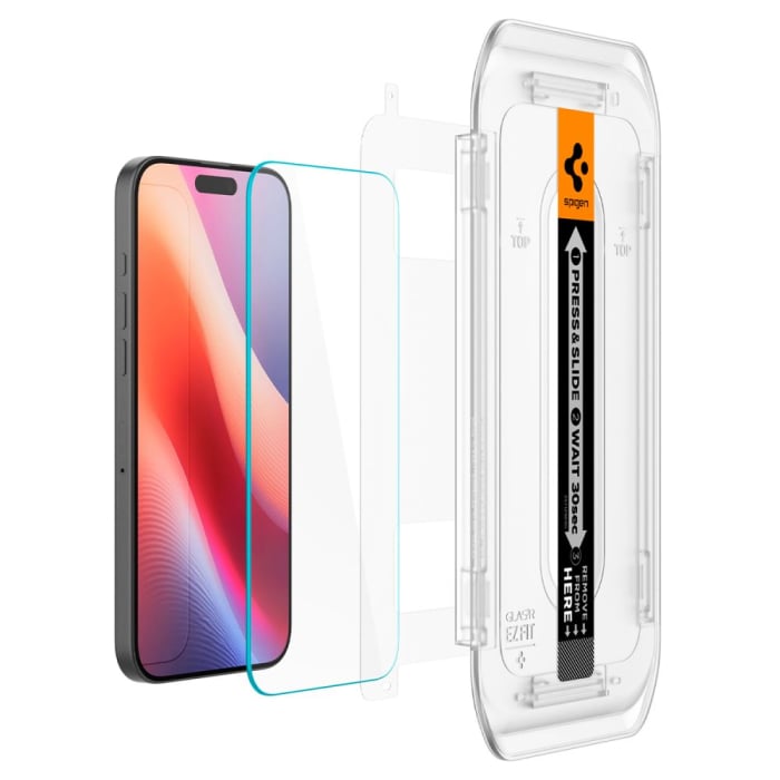 Pachet x2 Folie sticla iPhone 16 Pro / iPhone 17 / iPhone 17 Pro Spigen - Glas.tR EZ-FIT transparenta [3]