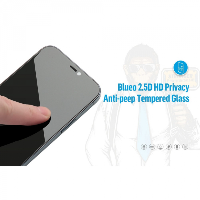 Folie Mr. Monkey Glass IPhone 13 / 13 Pro / 14 / 16e Strong Privacy [2]