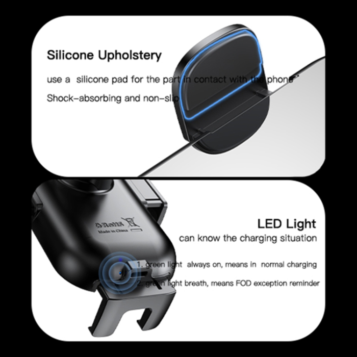 Suport auto cu incarcare wireless Yesido - Car Holder with Wireless Charging (C197) - for Windshield and Dashboard, 15W - Black [7]