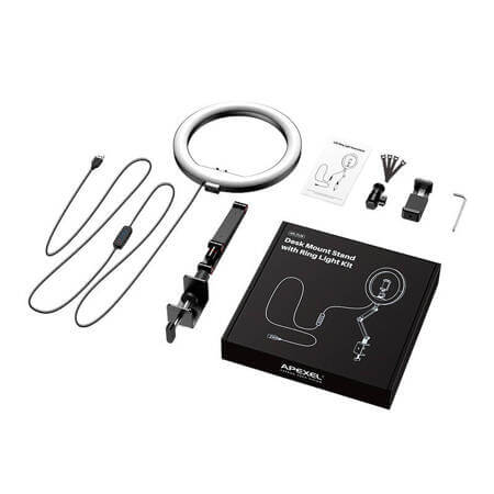 Suport telefon cu montare pe birou cu Ringlight Apexel APL-FL20 [2]