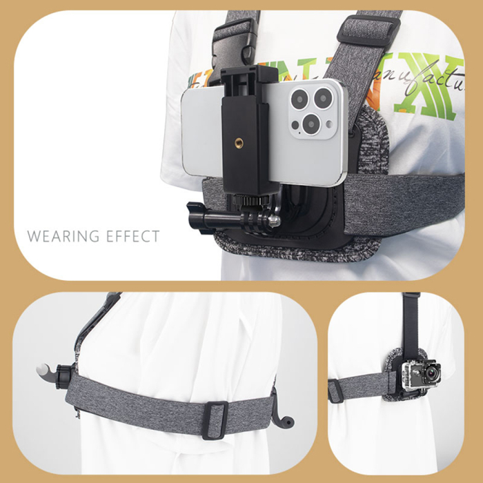 Techsuit - Camera Holder (JX-002) - for GoPro with Magnetic Base, Chest Wear - Gray [4]