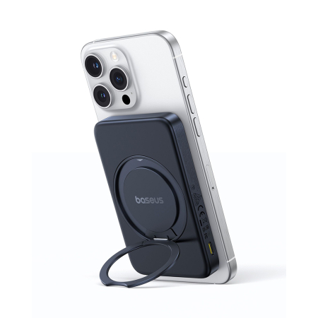 Baterie externa Baseus - Power Bank PicoGo (P10076802123-00) - Type-C, Qi2, Fast Charging, 20W, 5000mAh, Rotable Stand, Cable Type-C - Black [1]