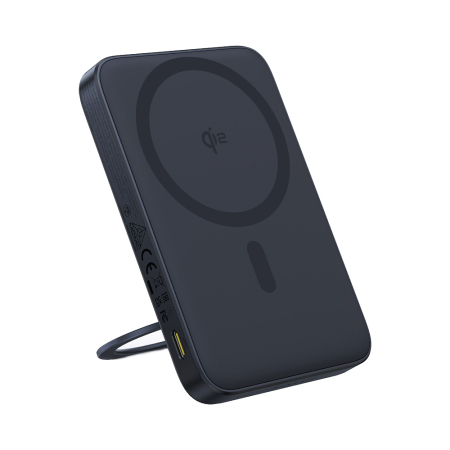 Baterie Externa Baseus - Baterie externa Baseus - Power Bank PicoGo (P10076802123-00) - Type-C, Qi2, Fast Charging, 20W, 5000mAh, Rotable Stand, Cable Type-C - Black
