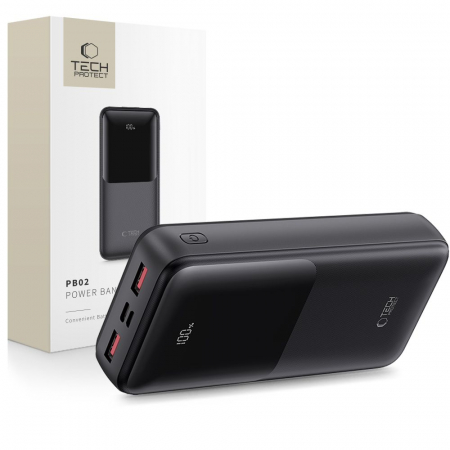 Baterii Externe - Baterie externa Tech-Protect PB02 20000MAH 22.5W BLACK