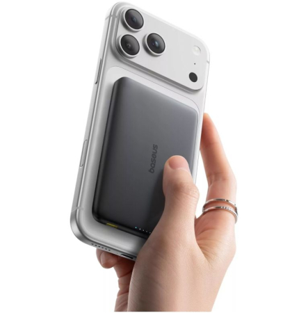 Baterie Externa Wireless Baseus PicoGo AM41, 10000mAh, 27W, PD + FQI, 1 x QI - 1 x USB-C, Neagra E0027201 [2]