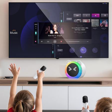 Boxa externa Yesido - Wireless Karaoke Speaker (YSW36) - with 2x Microphones 300mAh, Bluetooth 5.3, TF Card, USB, AUX, 1200mAh, 5W - White [1]