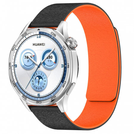 Bratara Techsuit W074 22 mm Samsung Galaxy Watch 46mm / Watch 3 / Gear S3 Huawei Watch GT / GT 2 46mm negru/portocaliu [4]
