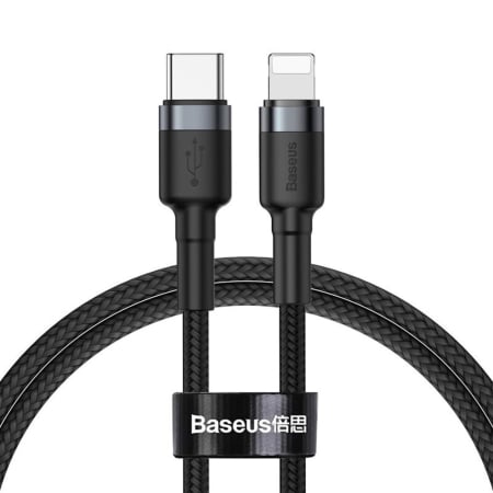 Baseus Cafule Type-C to Lightning - Cablu Baseus Cafule Type-C to Lightning, 18W, 1m - Grey / Black