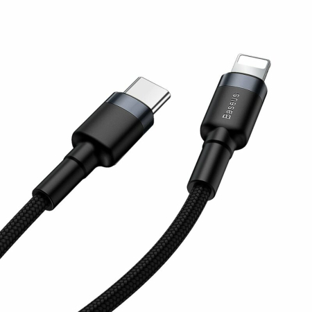 Cablu Baseus Cafule Type-C to Lightning, 18W, 1m - Grey / Black [5]