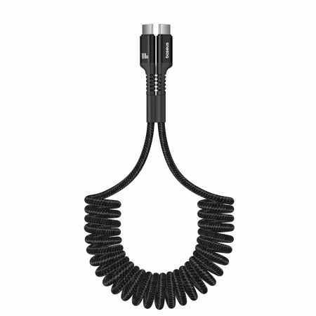 Type C - Cablu Baseus - Data Cable Fish-Eye (P10320203111-00) - USB-C to USB-C, Fast Charge, 100W, Expandable Design, 1m - Cluster Black