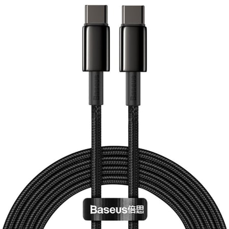 Baseus Tungsten Gold - Cablu Baseus Tungsten Gold (CATWJ-A01) - Type-C to Type-C, Fast Charging, 100W, 2m - Black