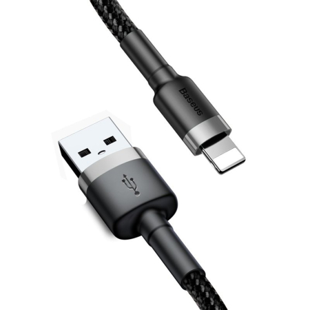 Cablu de date Baseus Cafule (CALKLF-AG1) - USB to Lightning, 2.4A, 480Mbps, 50cm - Grey [5]