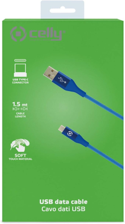 Cablu de date Celly, USB Type-C, 1m, Albastru [1]