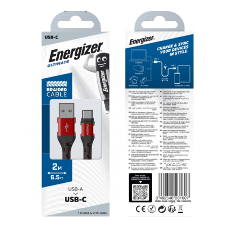 Cablu de date Energizer C520CKBL, USB 2.0, USB-C, 2m (Albastru) [1]