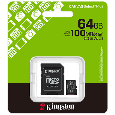 Stocare date - Card Memorie microSDXC Kingston Canvas Select Plus Android A1, 64Gb, Clasa 10 / UHS-1 U1, Cu Adaptor SDCS3/64GB