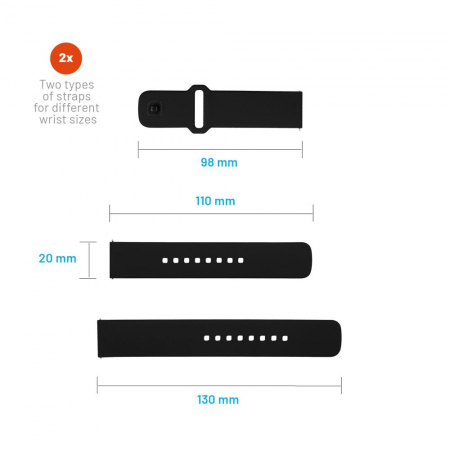 Curea Fixed 20mm - Samsung Galaxy Watch 4/5/Active 2, Huawei Watch GT 3 (42mm)/GT 3 Pro (43mm) - Black [1]