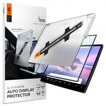 Tesla Folie - Folie sticla cu sistem de montare Spigen glas tr ez fit compatibila cu Tesla Model X 2022 / S 2021