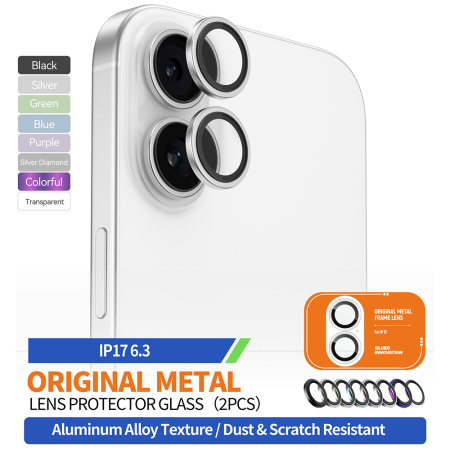 Folie sticla camera Blueo iPhone 17 - Original Metal Frame Lens Glass Black [3]