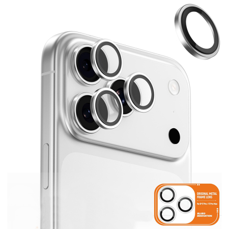 Folie camera Iphone 17 / 17 Pro Max - Folie sticla camera Blueo iPhone 17 Pro / iPhone 17 Pro Max - Original Metal Frame Lens Glass Silver