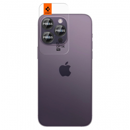 Pachet 2X Folie sticla camera Spigen Optik iPhone 14 Pro / 14 Pro Max / 15 Pro / 15 Pro Max / 16 Pro / 16 Pro max negru [5]