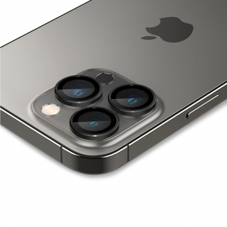 Pachet 2X Folie sticla camera Spigen Optik iPhone 14 Pro / 14 Pro Max / 15 Pro / 15 Pro Max / 16 Pro / 16 Pro max negru [3]