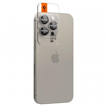 Pachet 2x Folie sticla camera Spigen Optik iPhone 15 Pro / 15 Pro Max titanium [4]