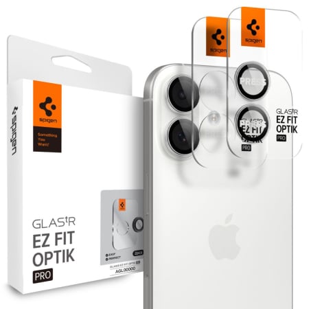 Folii Camera - Folie sticla camera Spigen - Optik.tR EZ Fit Pro Camera Glass (2 pack) - iPhone 17 / iPhone 16 Plus / iPhone 16 - Silver