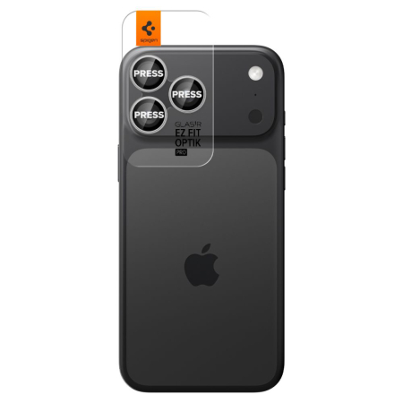 Folii Camera - Folie sticla camera Spigen - Optik.tR EZ Fit Pro Camera Glass (2 pack) - iPhone 17 Pro Max/iPhone 17 Pro/iPhone 16 Pro Max/iPhone 16 Pro - Silver