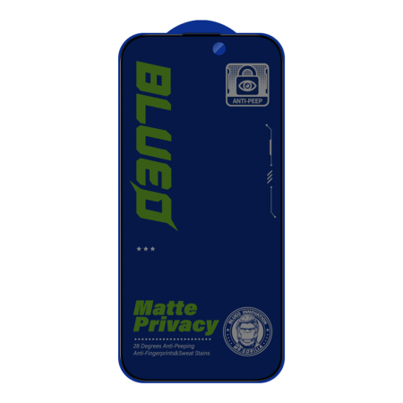 Folii - Folie sticla iPhone 15 / iPhone 16 Blueo - Anti-Peep Privacy Glass Matte Black