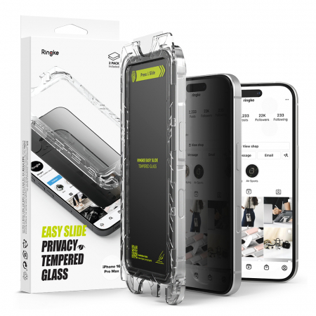 Folie sticla Ringke Iphone 16 Pro Max privacy 2 buc [1]