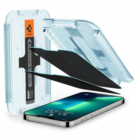 Pachet 2x Folie sticla Spigen GLAS.tR EZ FIT Iphone 13 Pro Max / 14 Plus privacy [5]