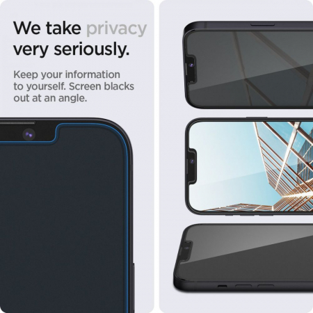 Pachet 2x Folie sticla Spigen GLAS.tR EZ FIT Iphone 13 Pro Max / 14 Plus privacy [4]
