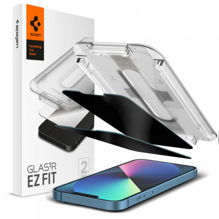 Folii Iphone Seria 13 - Pachet 2x Folie sticla Spigen GLAS.tR EZ FIT Iphone 13 Pro Max / 14 Plus privacy
