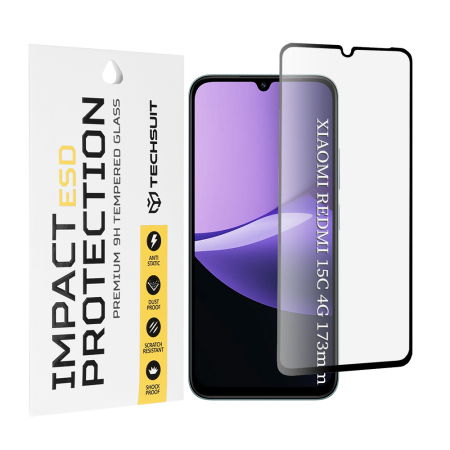 Folie Xiaomi - Folie sticla Xiaomi Redmi 15C 4G / Redmi 15C 5G Techsuit - ESD Glass Black