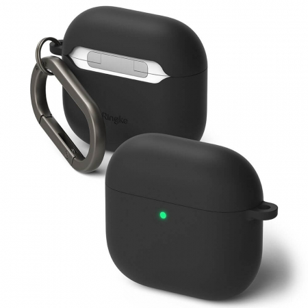 Husa Casti Wireless - Husa Apple Airpods 4 negru Silicone Ringke