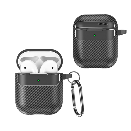 Techsuit Airpods 1/2 Carbonfiber - Husa casti AirPods 1 / 2 Techsuit - CarbonFiber Black