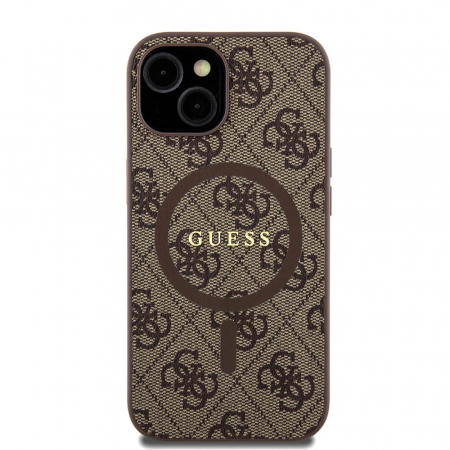 Husa Iphone 15 Guess logo metalic maro magsafe [0]