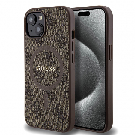 Husa Iphone 15 Guess logo metalic maro magsafe [5]