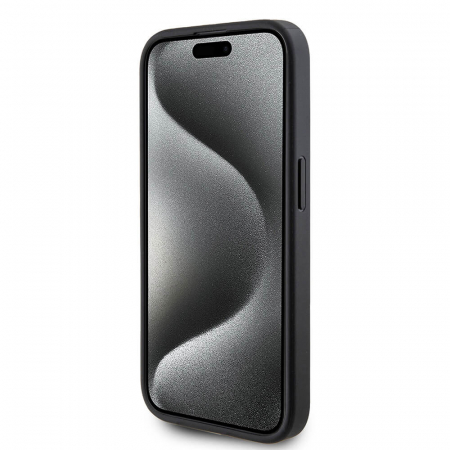 Husa Iphone 15 Pro Guess logo metalic negru magsafe [3]