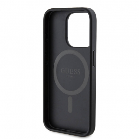 Husa Iphone 15 Pro Guess logo metalic negru magsafe [2]