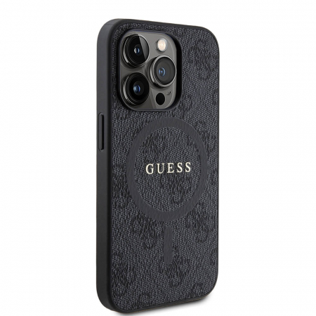 Husa Iphone 15 Pro Guess logo metalic negru magsafe [1]